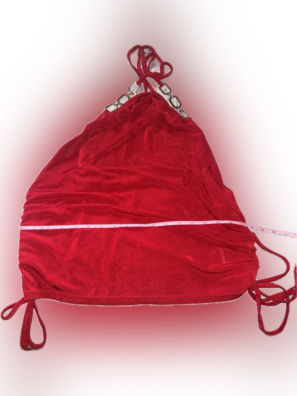 SHEIN Red Halter Crop Top with Chain Accent